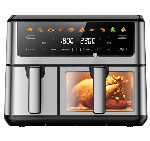 10L Double air Fryer Dual Zone Oven 2600W High Power Stainless Steel Air Fryer With Double Baskets