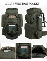 Sac à dos tactique d'entraînement extérieur personnalisé de qualité supérieure 70L, sac à dos tactique imperméable avec logo, sac à dos de survie pour la chasse
