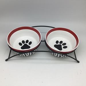 Bescera mangkuk hewan peliharaan, aksesori hewan peliharaan pola Zebra dengan Dudukan baja tahan karat, mangkuk anjing mewah dengan dudukan - Product Image 4