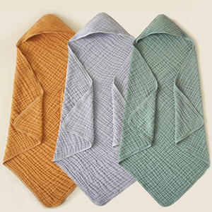 Nouveau-né infantile à capuche coton doux solide Wrap serviette <span class=keywords><strong>de</strong></span> bain bébé mousseline Swaddle bébé serviette - Product Image 1