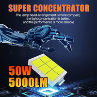 AKE F9A 50W H7 faros LED 12V 6000K 5000Lm focos LEDs H1 H3 H4 H8 H11 HB3 9005 hb4 9006 hir2 9012 luces LED H7 con cnabus