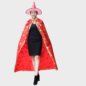 CM219 Adult Wizard Halloween Party Costume Glitter Star <strong>Witch</strong> <strong>Hat</strong> Cape Cloak for Adult Cosplay Party - Product Image 5