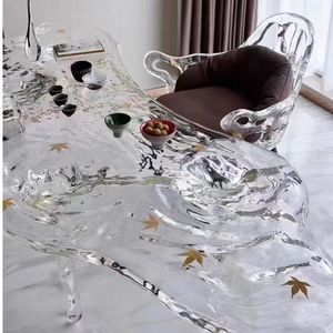 Table à thé en cristal époxy Transparent glacier liquide cascade table table à manger arche villa meubles de salon - Product Image 5
