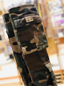 Sandales romaines camouflage pour femmes, chaussures plates de style romain, bottes hautes au-dessus du genou pour mollets larges - Product Image 6