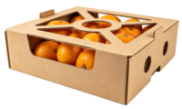 Boîte d'exportation de mangues en carton ondulé personnalisée, découpée sur mesure avec trous d'aération, carton kraft robuste pour l'emballage et l'expédition de fruits