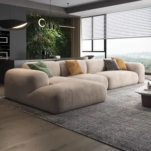 ATUNUS Nordic Luxury L Shape Living Room Sofa Furniture Floor Velvet 3 Seater Modular Sectional Sofa Couch Set