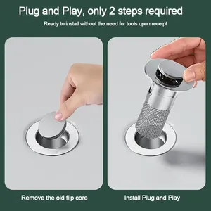 Filtro universal para desagües de cocina, baño y lavabo, atrapapelos y tapón. - Product Image 2