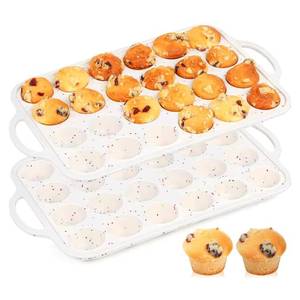 MUYULINS Factory 24-cup LFGB non-stick BPA Free metal reinforced frame mini <b>silicone</b> cupcake pan American cake tin <b>baking</b> mold - Product Image 1