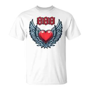 T-shirt con numero 888 Angel Number Winged Heart, bianca, taglia adulta unisex - Product Image 1