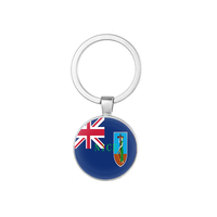 Porte-clés Cabochon double face à thème drapeau du pays de Pohnpei, anneau de clé rond en alliage pour cadeau souvenir de collection