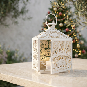 Portavelas Moderno 2026 de Metal Blanco con Diseño Navideño para Decoración del Hogar - Product Image 4