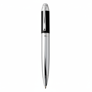 Penna a Sfera in Ottone Cromato, Metallo Lucido, Punta da 1.0mm, Design Originale, Penna Promozionale in Metallo - Product Image 2