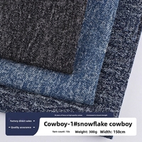 Tissu en jean pour enfants imprimé flocons de neige, motif cowboy, en denim délavé, 100 % acrylique, résistant à l'abrasion, largeur 43/44 pouces