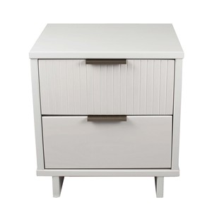 White Nightstand <b>With</b> Two <b>Drawers</b> Modern Bedroom <b>Storage</b> <b>Drawer</b> Unit - Product Image 1