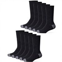 Lot de 10 chaussettes respirantes à semelle rembourrée pour l'entraînement, la course à pied, le sport, en coton, pour hommes, noires, 25,0-27,0 cm