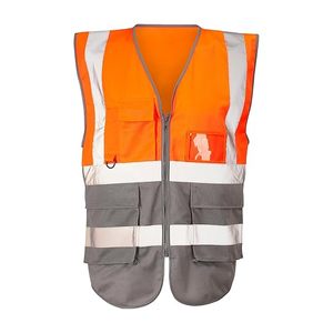 Gilet <span class=keywords><strong>de</strong></span> sécurité réfléchissant personnalisé, haute visibilité, maille respirante avec fermeture auto-agrippante, plusieurs poches pour le travail - Product Image 2