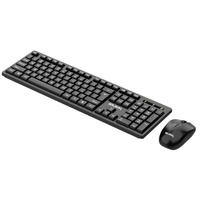 BAJEAL W200 Estándar, Conjunto Inalámbrico 2.4G ABS, Teclado Ergonómico de 104 Teclas Negro/Blanco, Combo de Teclado y Ratón para Oficina, PC, Portátil