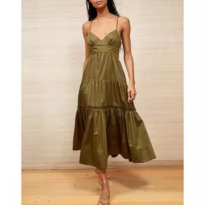 Vestidos de otoño elegantes y personalizados para mujer 2025, de longitud hasta la rodilla, estilo occidental, lisos, para el día a día, con patchwork de poliéster/algodón - Product Image 2