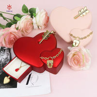 Cadeau Saint Valentin Rouge Rose Coeur Rose Boîte Cadeau Fenêtre Ouverte Conservée Pour Toujours Éternel Rose Pendentif Collier Anneau