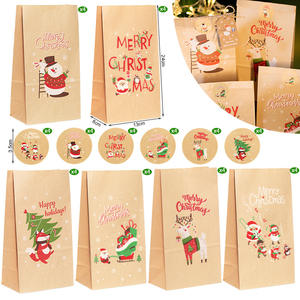 24 ensembles d'autocollants pour sacs en papier kraft portables, emballage de Noël, <span class=keywords><strong>sac</strong></span> cadeau avec revêtement en cire pour l'emballage des fêtes - Product Image 6