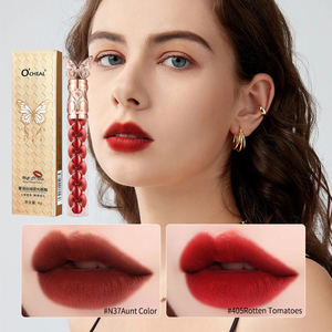 Nuevo lápiz labial esmalte de labios rojo mariposa bálsamo labial piel iluminadora blanca Mayorista mate Producción de pedidos pequeños - Product Image 1