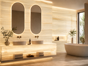 Dalle d'onyx blanc Athén pour panneau mural translucide, revêtement mural de douche, dessus de meuble flottant, dessus de table d'appoint et découpe sur mesure - Product Image 5