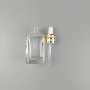Proveedor ODM OEM 20ml 30ml Botella de vidrio cosmética cuadrada transparente con gotero de aluminio <span class=keywords><strong>Goolden</strong></span> - Product Image 4