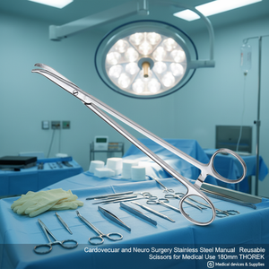 Tijeras reutilizables manuales de acero inoxidable para cirugía cardiovascular y Neurocirugía para uso médico 180mm THOREK - Product Image 3