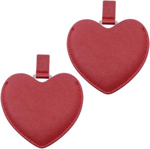 Portable Heart-Shaped Mini Cosmetic Pocket <b>Makeup</b> <b>Mirror</b> Personalized Single-Sided PU Leather Purse - Product Image 1