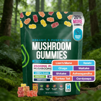 Gummies aux champignons pour adultes, marque privée OEM, stimulant cérébral, crinière de lion, reishi, shiitake, ashwagandha, soutien digestif et immunitaire
