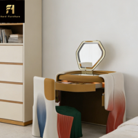 Table de toilette en bois d'art de forme spéciale nordique de haute qualité, personnalisable, haut de gamme avec miroir, ensemble de meubles de chambre à coucher