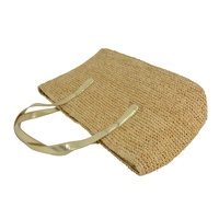 Sac fourre-tout en raphia naturel de Madagascar, fait à la main, en raphia crocheté, avec doublure en toile, fermeture à glissière