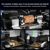 Module d'axe 4 pour machine de gravure et de fraisage CNC ED1 3/4 axes avec changement d'outil automatique (ATC), moteur 600W, précision 0,01 mm