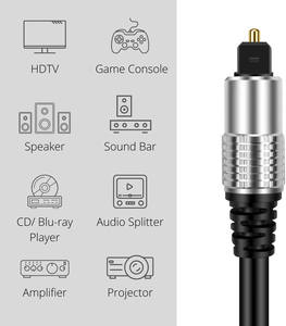 Boîtier en alliage de zinc argent 1m 2m 3m câble à fibre <span class=keywords><strong>optique</strong></span> Audio <span class=keywords><strong>numérique</strong></span> plaqué or câble Toslink vers Toslink - Product Image 3