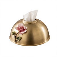 Boîte à mouchoirs décorative de luxe en métal avec motif perroquet, distributeur de serviettes florales, couvercle de boîte à mouchoirs de table pour la décoration intérieure