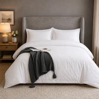 Ensemble de literie d'hôtel 4 pièces en coton blanc 100% - Vente en gros - Doux et respirant - Collection de linge de chambre de luxe 5 étoiles