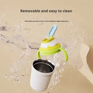 ถ้วยกาแฟสแตนเลสพกพาเก็บความร้อนแบบ316ได้ถ้วยแบบเรียบง่ายพร้อมหลอดจับลายการ์ตูนสำหรับเด็กนักเรียน - Product Image 1