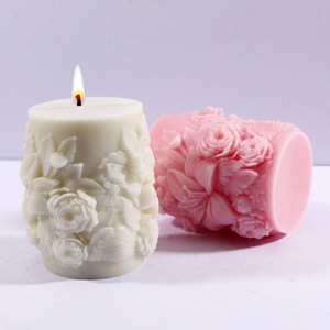 Rose Flower Column Wax Mold Cylindrical Silicone For Candle Making Craft Supplies - Product Image 2