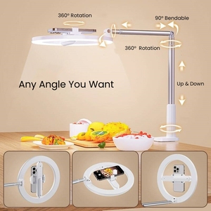 Anneau lumineux LED pour selfie avec support pour TikTok, <span class=keywords><strong>YouTube</strong></span>, streaming vidéo, lampe de remplissage de bureau, support de téléphone suspendu - Product Image 4