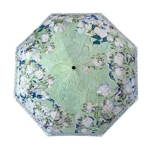 سلسلة فان جوخ سين من الورود البرية مظلة مشمسة مزدوجة الاستخدام أنثى عالية الجودة واقية من الشمس مظلة فينيل أوتوماتيكية قابلة للطي