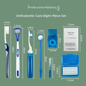 Kit de soins bucco-dentaires orthodontiques 8 pièces avec guide pour fil dentaire, ensemble d'outils de nettoyage pour appareils dentaires, kit dentaire réutilisable pour <span class=keywords><strong>la</strong></span> maison - Product Image 2