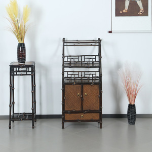 Bamboo Scripture Scrolls <b>Small</b> Bookshelf Rectangle Standing Type Living Room <b>Storage</b> <b>Cabinet</b> With Iron Frame Guizhou Origin - Product Image 1