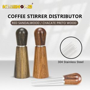 Accessoires expresso poignée en bois naturel outil d'agitation Barista professionnel outils WDT avec support distributeur d'aiguilles à café - Product Image 4