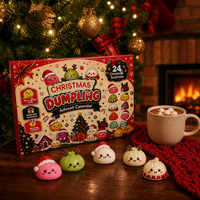 Calendrier de l'Avent de Noël 24 pièces – Adorable ensemble de jouets anti-stress en forme de boulettes en TPR à presser pour le bureau