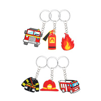 Porte-clés et pendentifs camion de pompiers à motif dessin animé Party Dots, jouets pour enfants, idéaux pour les cadeaux de fête d'anniversaire, les remplissages de piñata et les sacs cadeaux