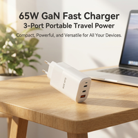 Chargeur mural compact GaN 65W USB-A à charge rapide PD multi-ports pour ordinateurs portables et téléphones (adaptateur Type-C) - Vente en gros