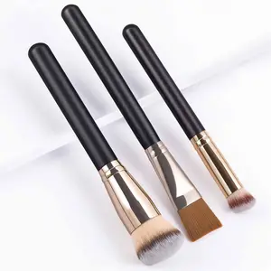 Atacado Único pincel de maquiagem madeira cabo nylon cabelo Brow Brush Foundation Blush Loose Powder Brush