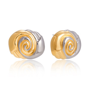 <b>Stud</b> Earrings Spiral <b>Titanium</b> Steel Gold Silver Color Block Geometric Design Fashion Jewelry Gift - Product Image 5