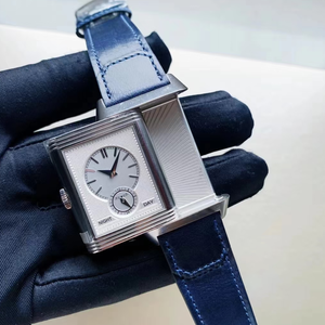 Montre mécanique rectangulaire de luxe pour hommes, Reverso Flip, double cadran, fuseau horaire, design réversible, bracelet en cuir - Product Image 1