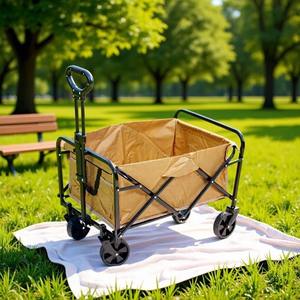 Factory Direct Sale Collapsible Foldable Waterproof Four-Wheel Trolley Cart Stainless Steel Outdoor <b>Storage</b> <b>Camping</b> Beach Wagon - Product Image 2